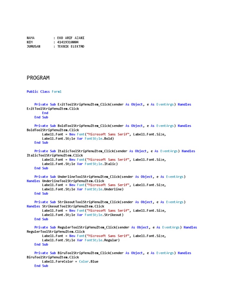 C# Font Style and Color Example | PDF