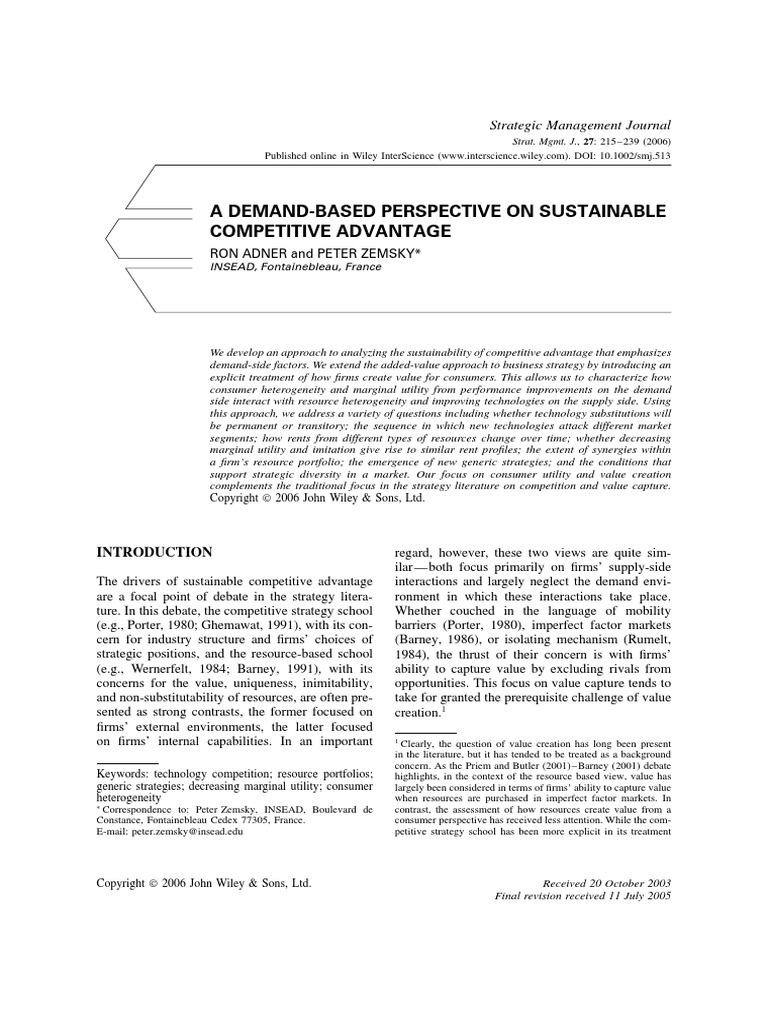 Sustainable Competitive Advantage | PDF | Intel | Strategic Management