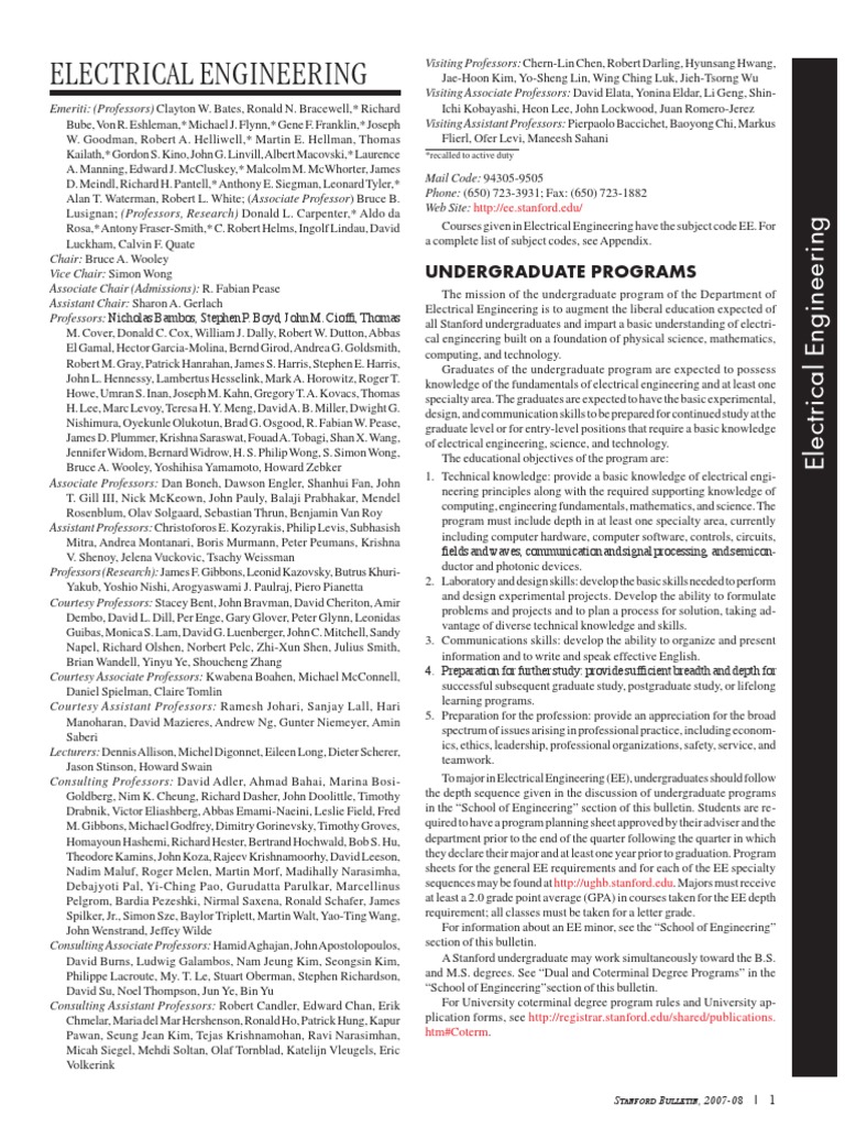 Stanford EE Program Overview 2007-08 | PDF | Doctor Of Philosophy ...