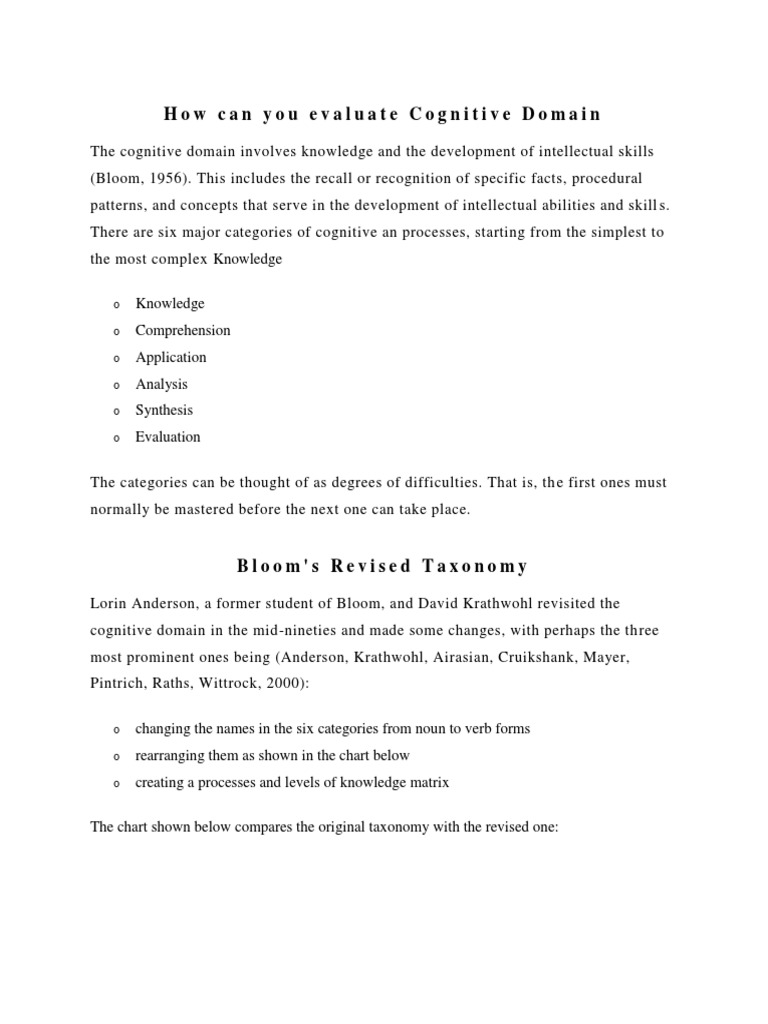Evaluating the Cognitive Domain | PDF | Truth | Cognition