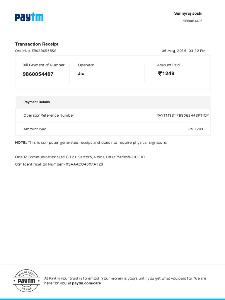 One97 Communications GST Details | PDF