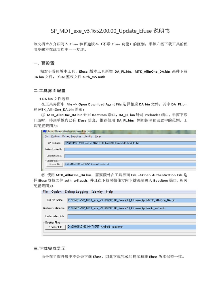 SP MDT Exe v3.1652.00.00 Update Efuse说明书 | PDF