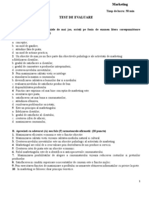 Marketing 11 Test - Functii | PDF