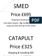 Price 695: Shipping & Handling 85 Total Dalam Rupiah Rp. 11.359.140, - (Sesuai Harga Jual Dolar BCA TGL 19 Nov 2010)