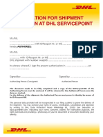 Authorisation For Shipment Collection at DHL Servicepoint
