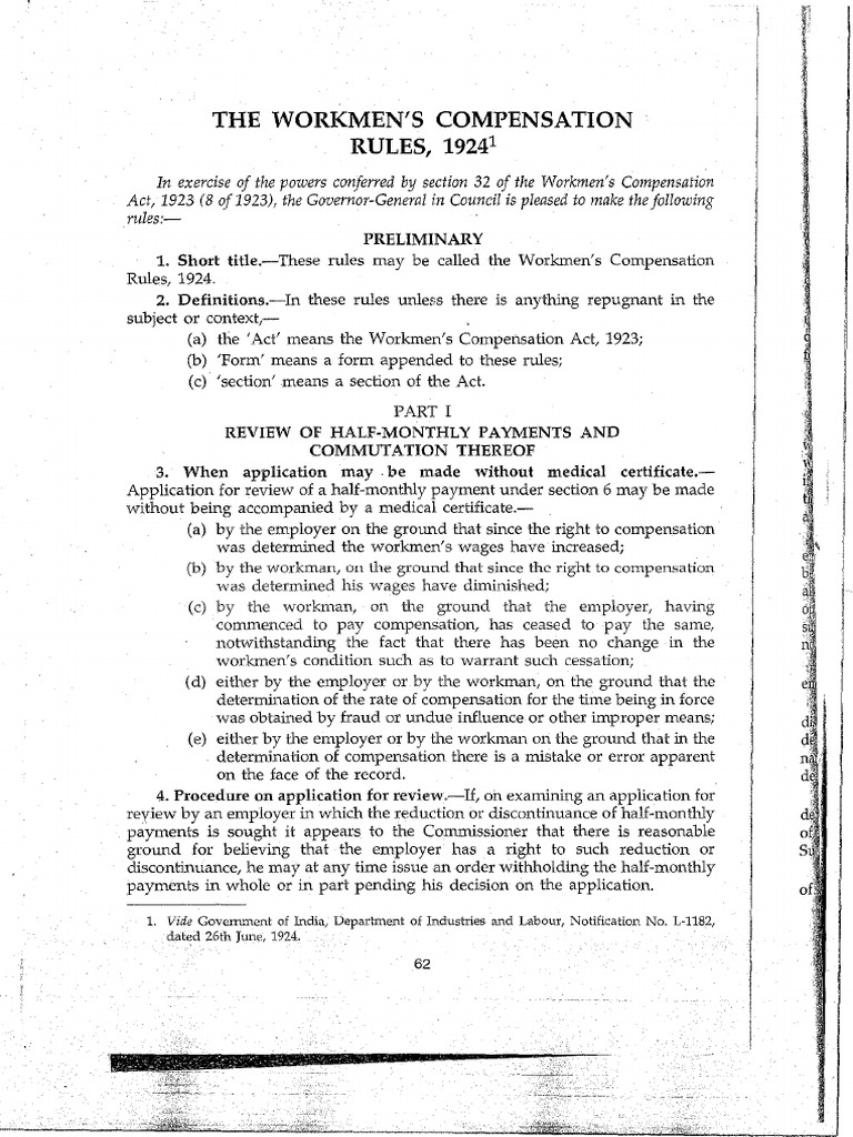 Workmen Compensation Rules | PDF | Witness | Employment