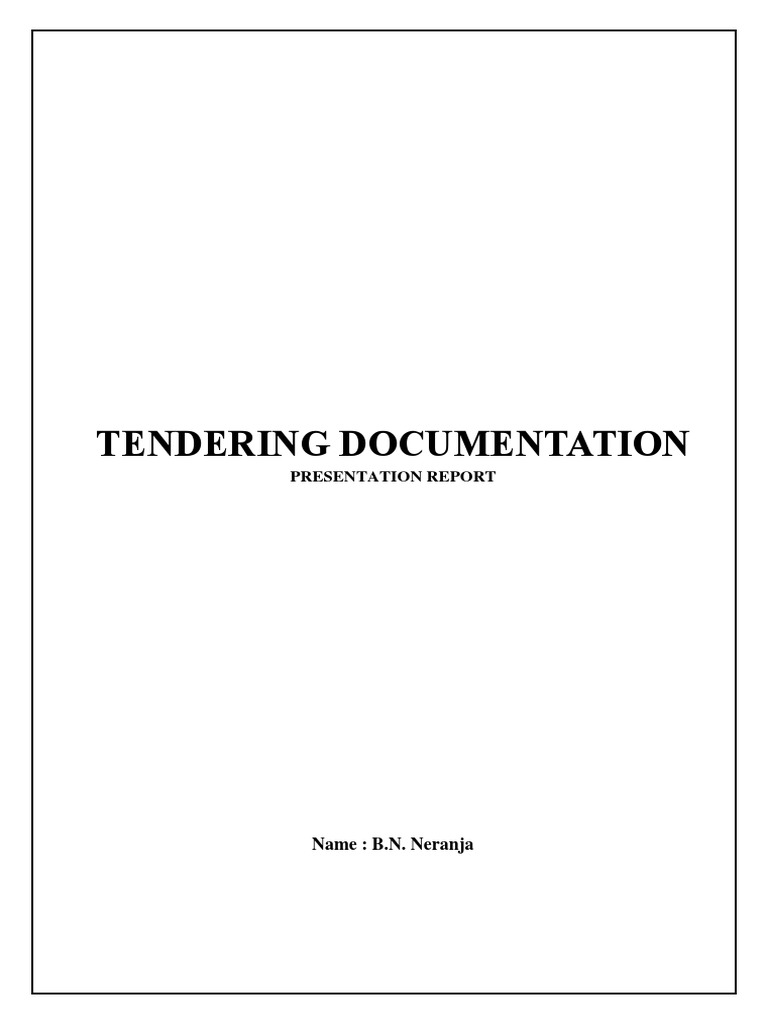 Tendering Documentation Pdf Specification Technical Standard