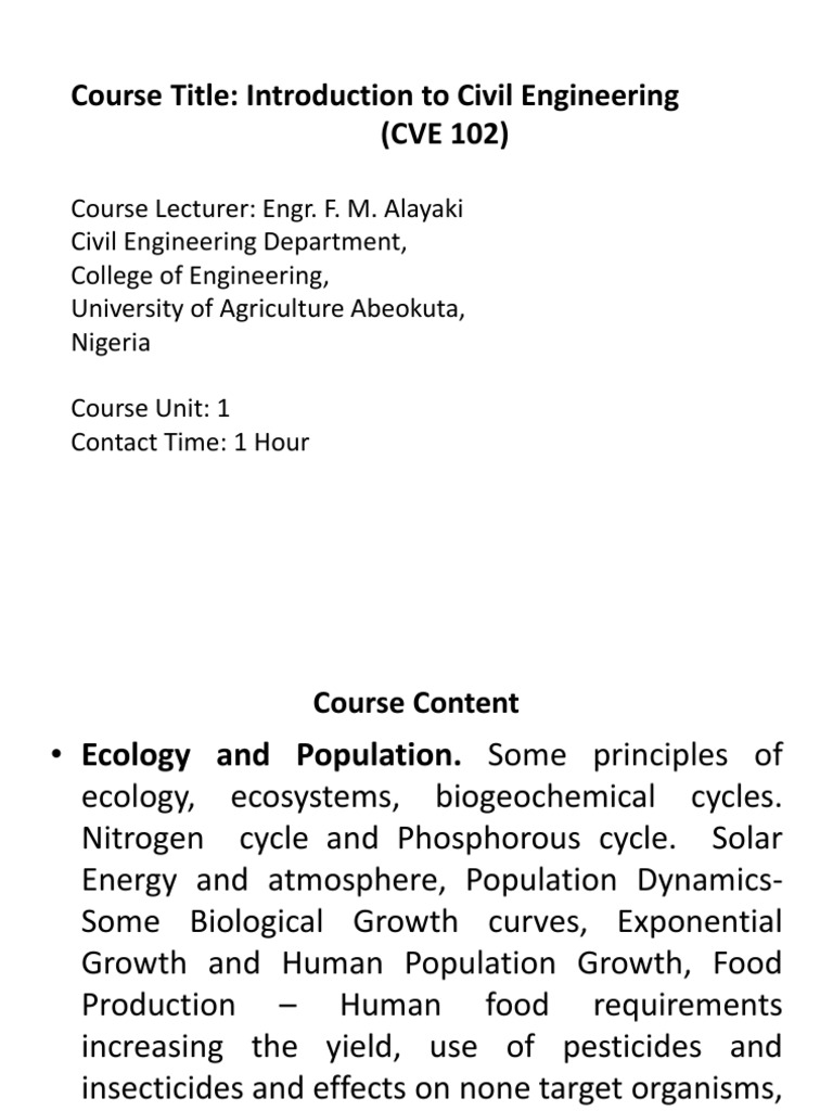 Intro to Civil Engineering Course CVE 102 | PDF | Science & Mathematics