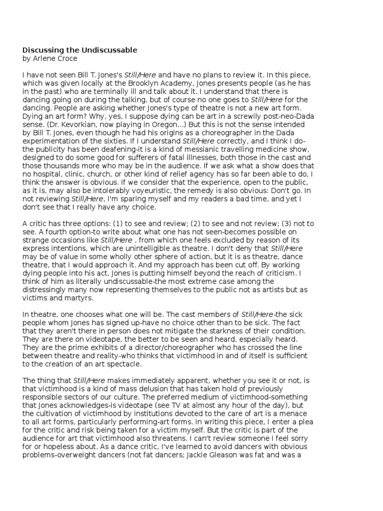 Discussing The Undiscussable PDF Robert Schumann Dances