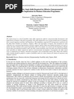 Critical Feasibility Study Skills Required For Effective Entrepreneurial Development: Implications For Business Education Programmes