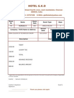 Hotel Bill for 3 Night Stay