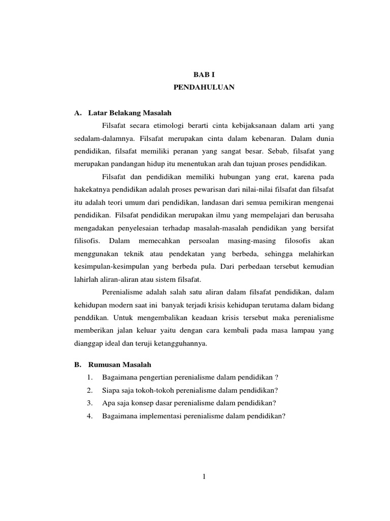 Makalah Aliran Perenialisme Dalam Pendidikan Pdf