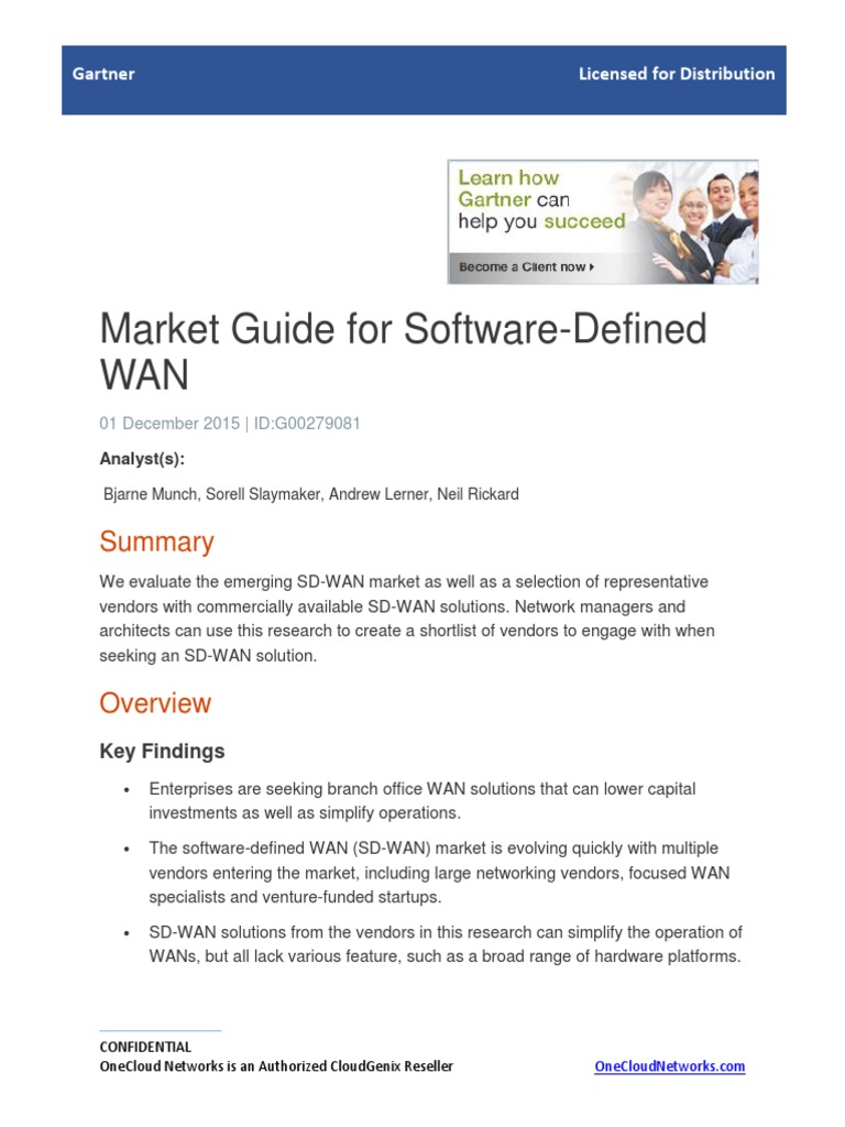 Gartner Market Guide For SD Wan | PDF | Cloud Computing | Computer Network