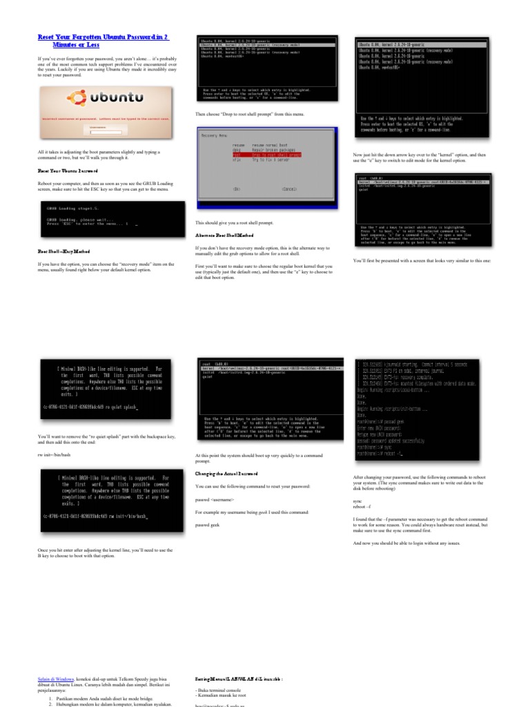 Resetting Your Ubuntu Password Guide | PDF | Booting | Command Line ...