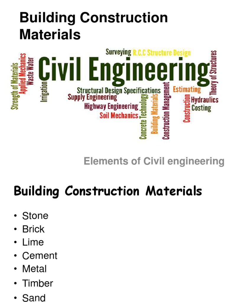 Building Construction Materials: Elements of Civil Engineering | PDF ...