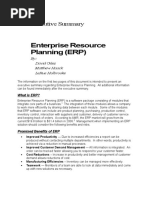 Enterprise Resource Planning (ERP) : Executive Summary