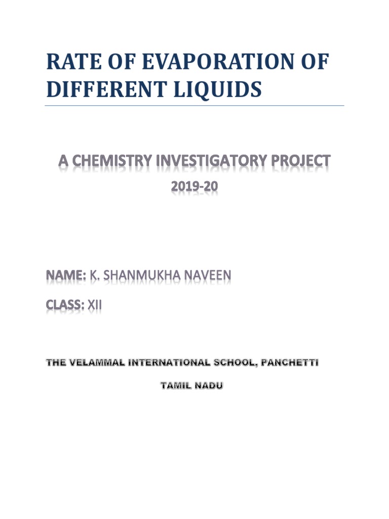 Rate of Evaporation of Different Liquids | PDF | Evaporation | Physical ...