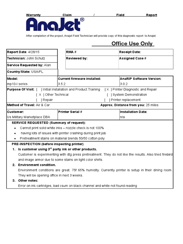 Field Report PDF Printer