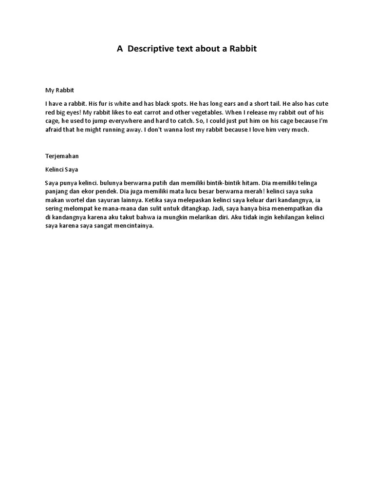 A Descriptive Text About A Rabbit | PDF
