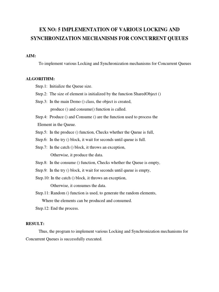 Locking Mechanisms for Concurrent Queues | PDF