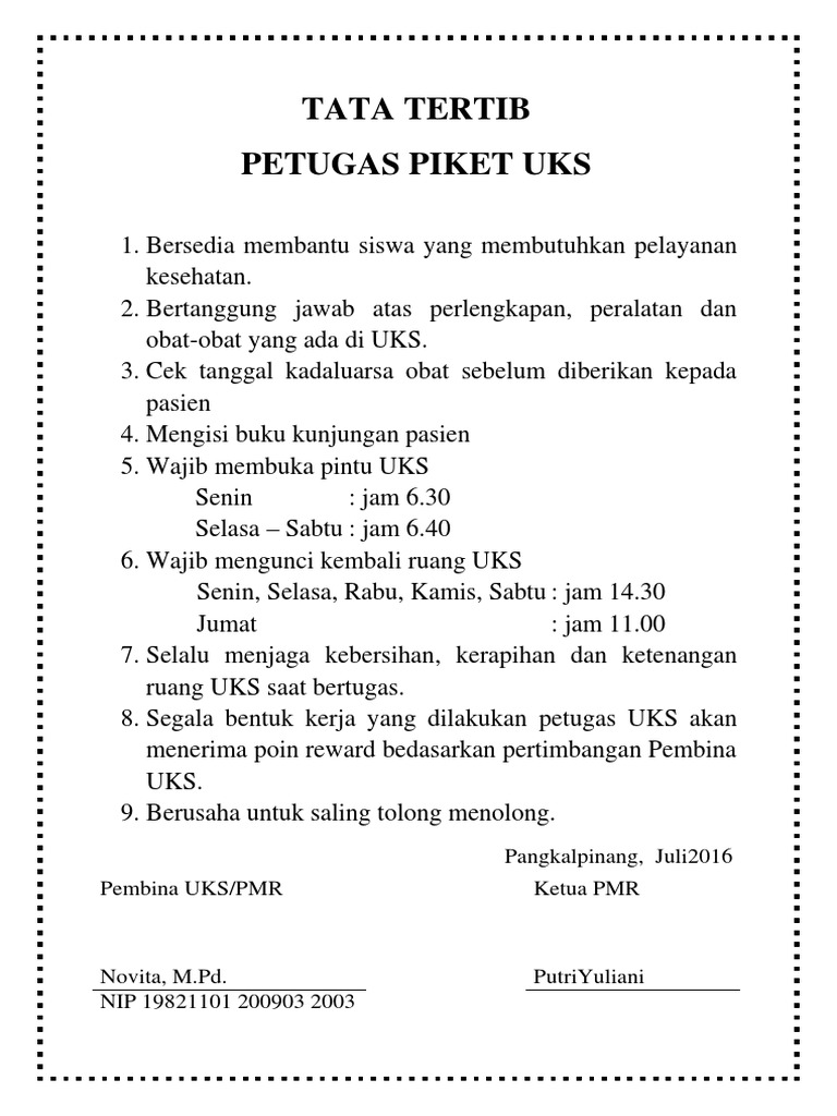 Tata Tertib Uks | PDF