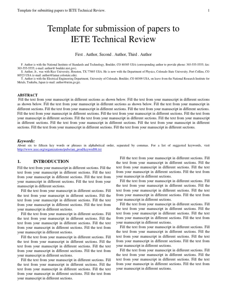 IETE Technical Review Submission Template | PDF | Magnetization ...