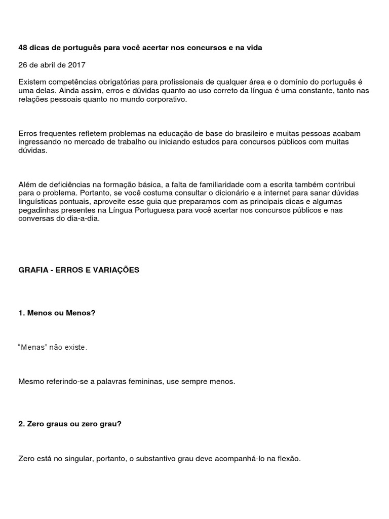 Dicas de Português para Concursos e Vida | PDF | Assunto (gramática ...