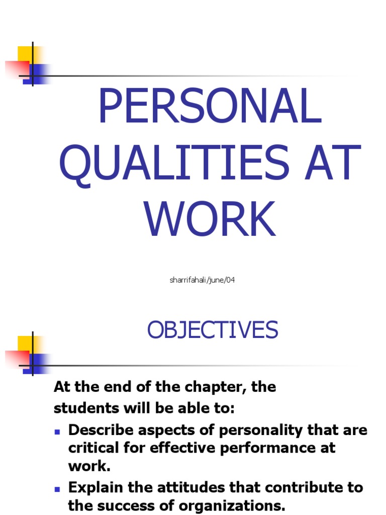 16-Personal Qualities at Work | PDF | Employment | Value (Ethics)