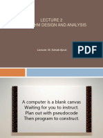 Algorithm Design and Analysis: Lecturer: M. Sohaib Ajmal