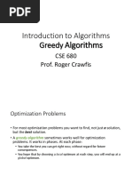 Introduction To Algorithms Greedy: CSE 680 Prof. Roger Crawfis