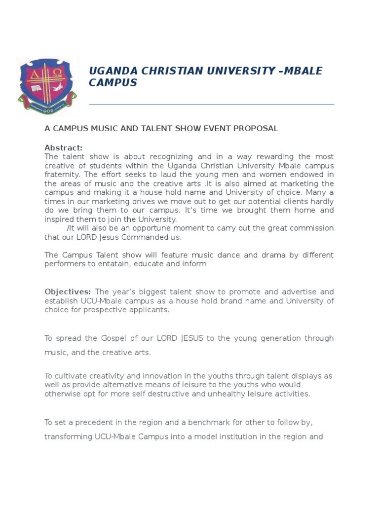 A Campus Music and Talent Show Event Proposal | PDF | Jesus | Communication