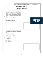 JEE Main 2019 Paper 1 Question Paper and Answer Key: January 9, Shift 1 Section: Physics