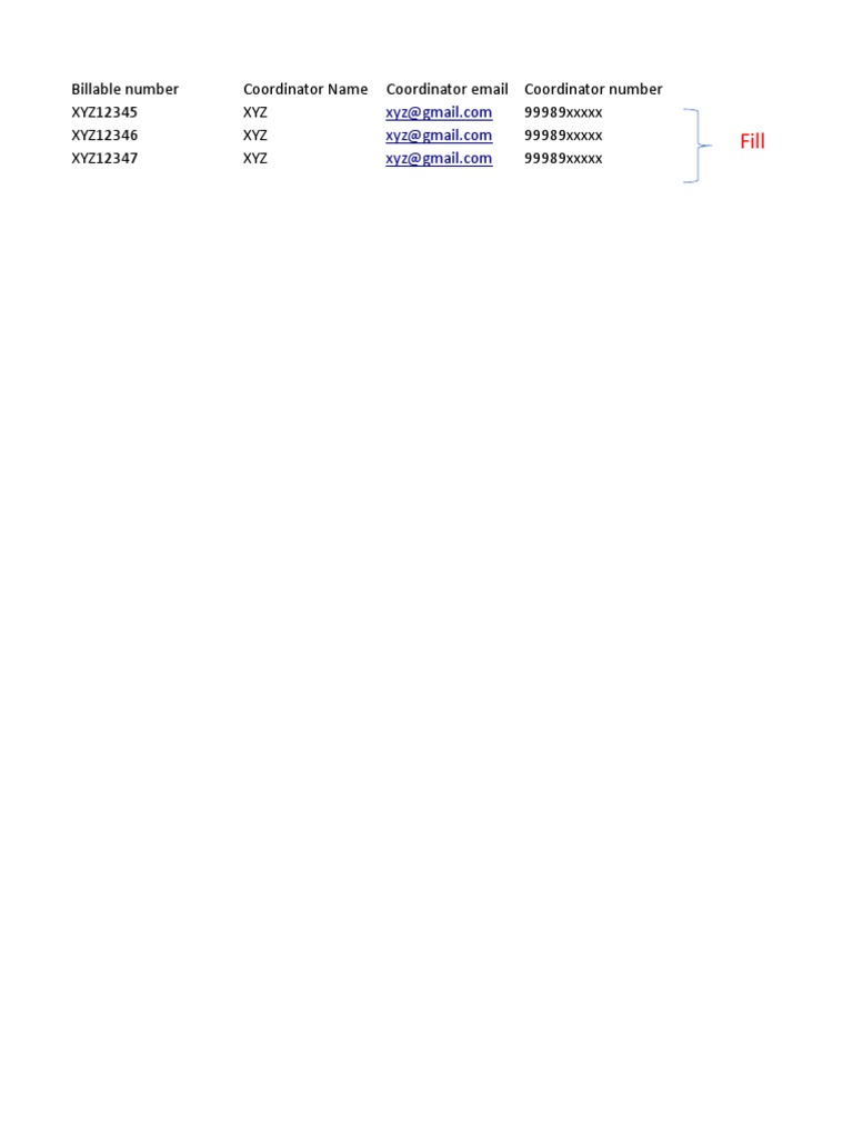 Sample Billable Number Records | PDF