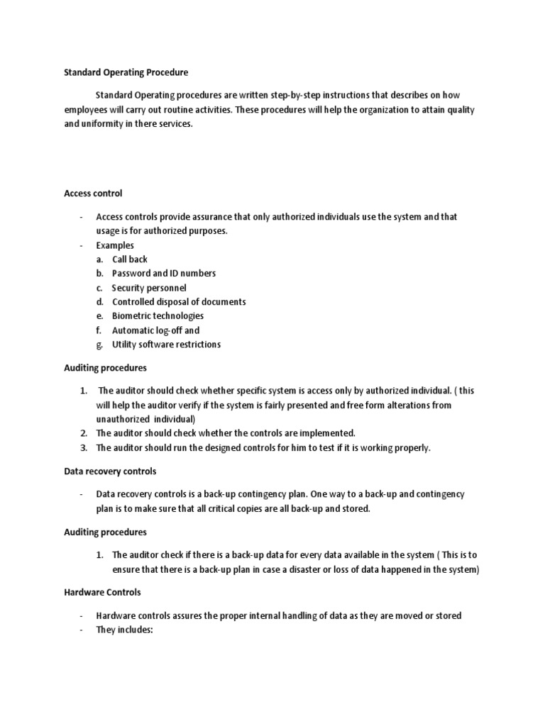 Computer SOP for Access and Data Control | PDF | Computers