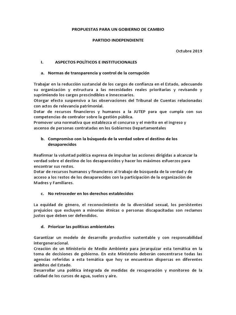 Propuestas para Acuerdos Políticos Efectivos | PDF | Administración ...