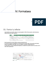 IV. Excel Începători - Formatarea