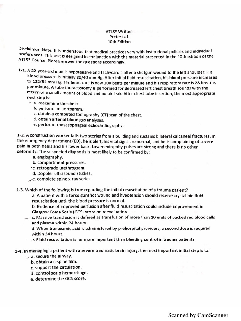 ATLS 10th Pretest PDF