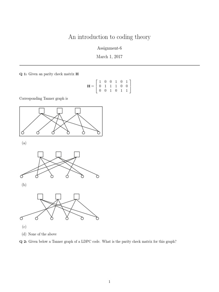 Introduction to Coding Theory Concepts | PDF | Low Density Parity Check ...
