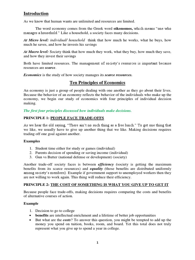Ten Principles of Economics Explained | PDF | Market Economy | Inflation