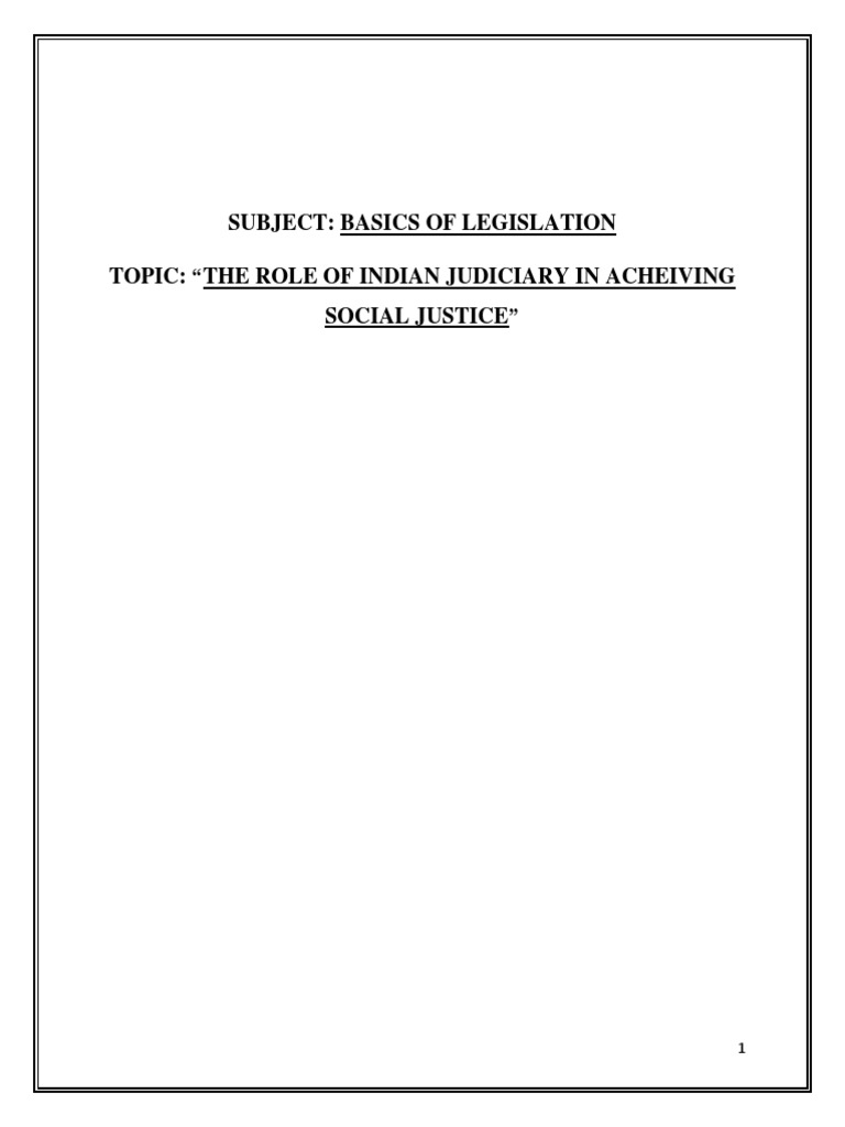 Role of Judiciary in Social Justice | PDF | Judiciaries | Supreme Courts