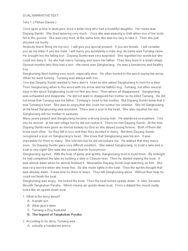 Soal Narrative Text Dan Telaah Soal Legends Asian Mythology