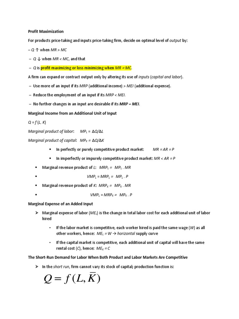 Profit Maximization in Competitive Markets | PDF | Labour Economics ...