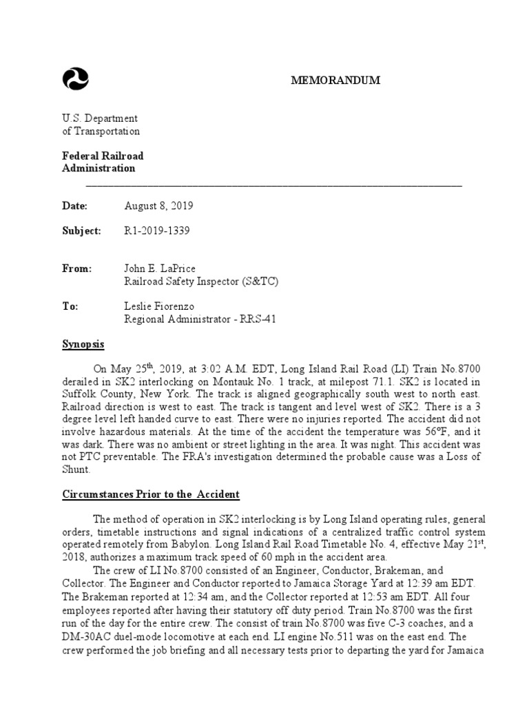 Report: Track Circuit Failure Caused LIRR Train Derailment | PDF | Track  (Rail Transport) | Conductor (Rail)
