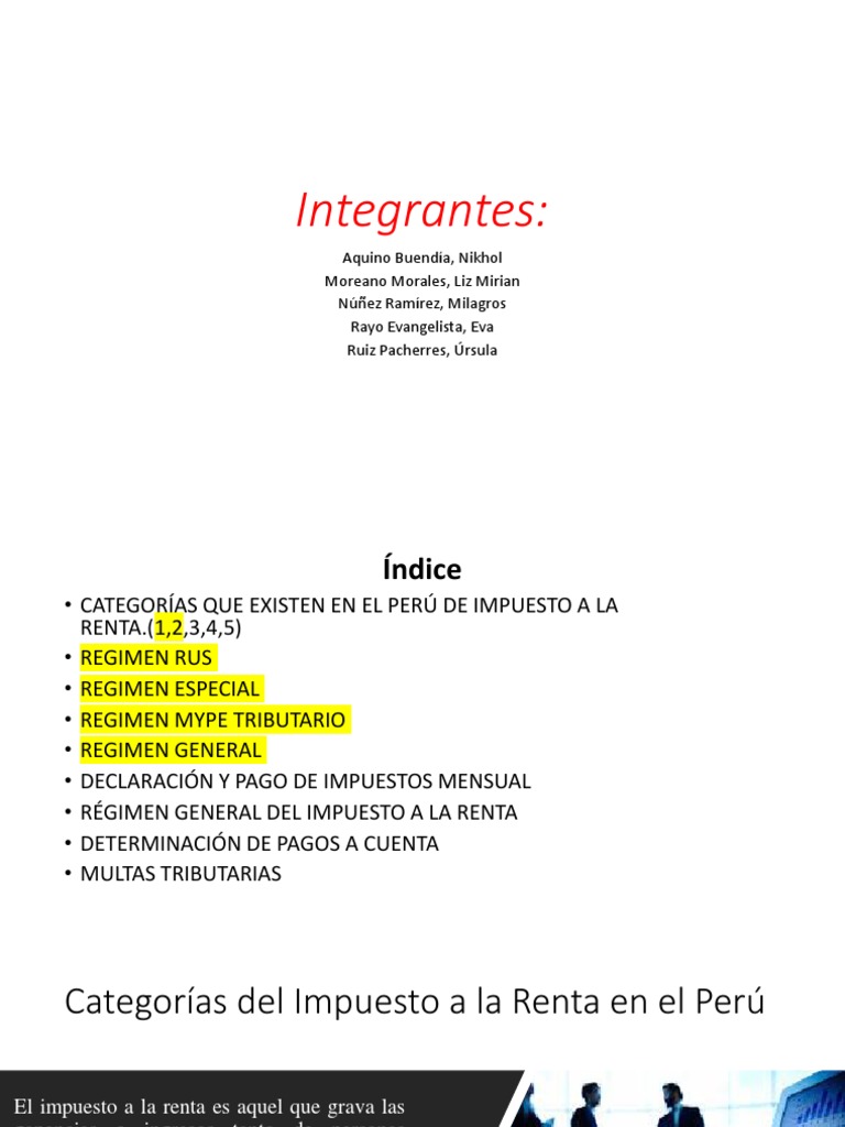 Categorías del Impuesto a la Renta en Perú | PDF | Impuesto sobre la ...