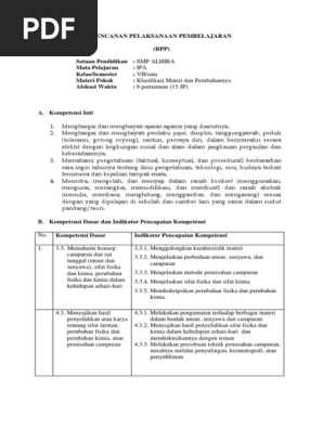 3 Rpp Klasifikasi Materi Dan Perubahannya