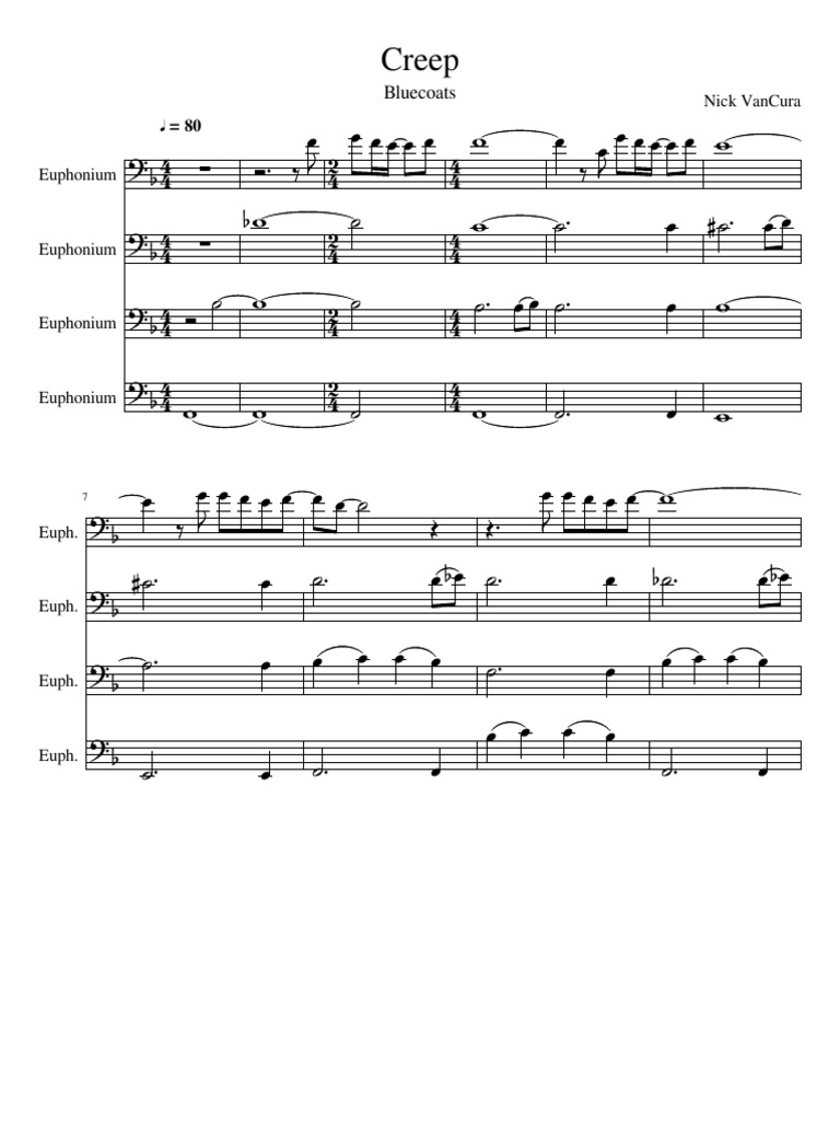 Creep Euphonium Quartet PDF