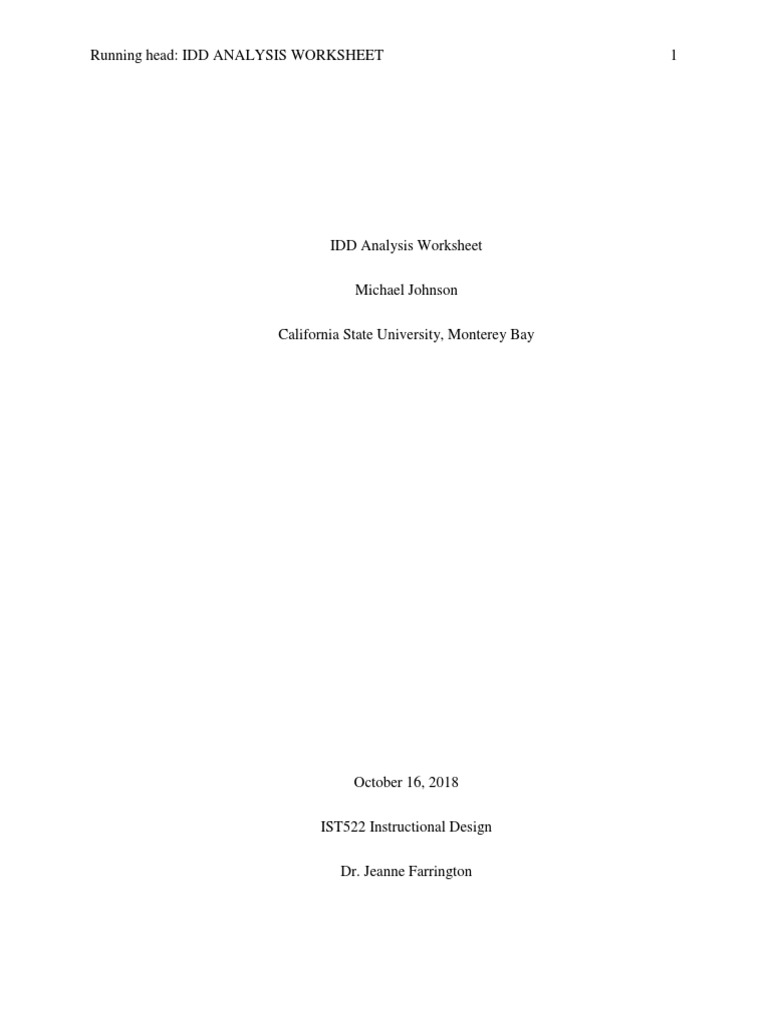 05 Idd Analysis Worksheet v2 Irr SCH | PDF | Instructional Design ...