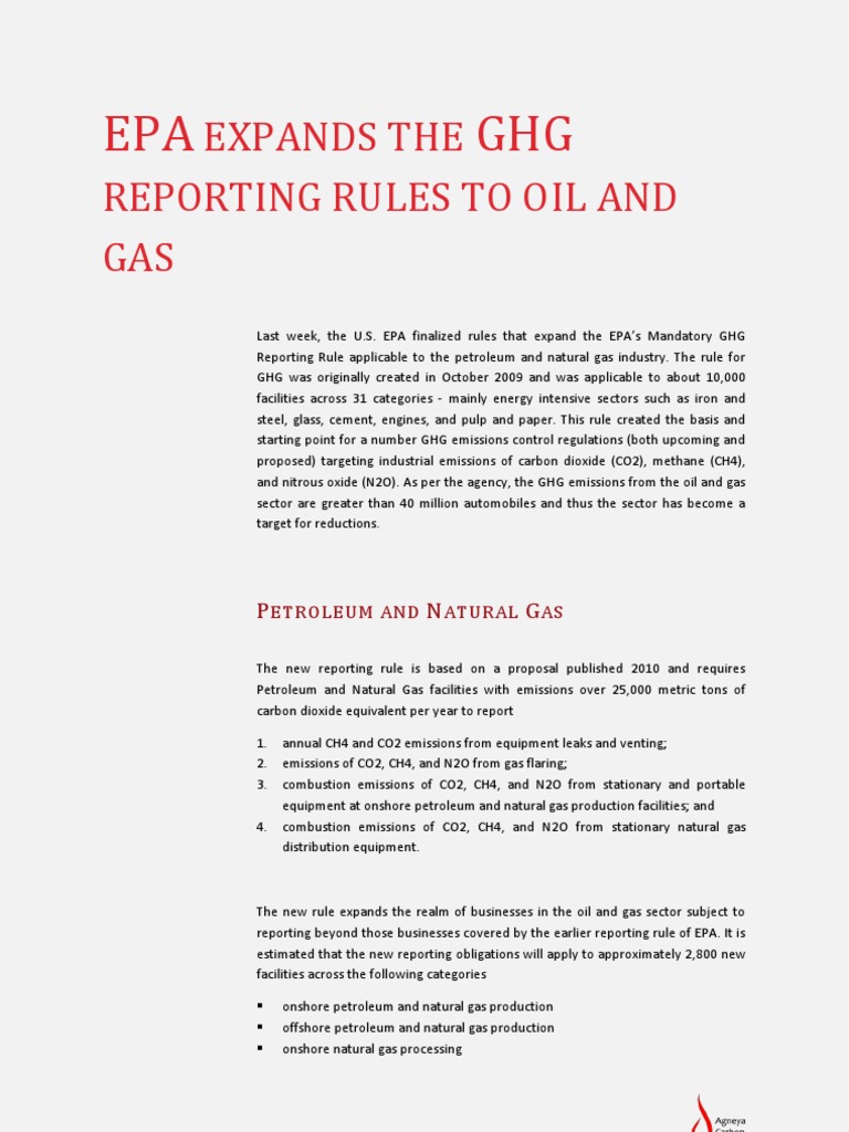 EPA Expands GHG Reporting for Oil & Gas | PDF | Natural Gas ...