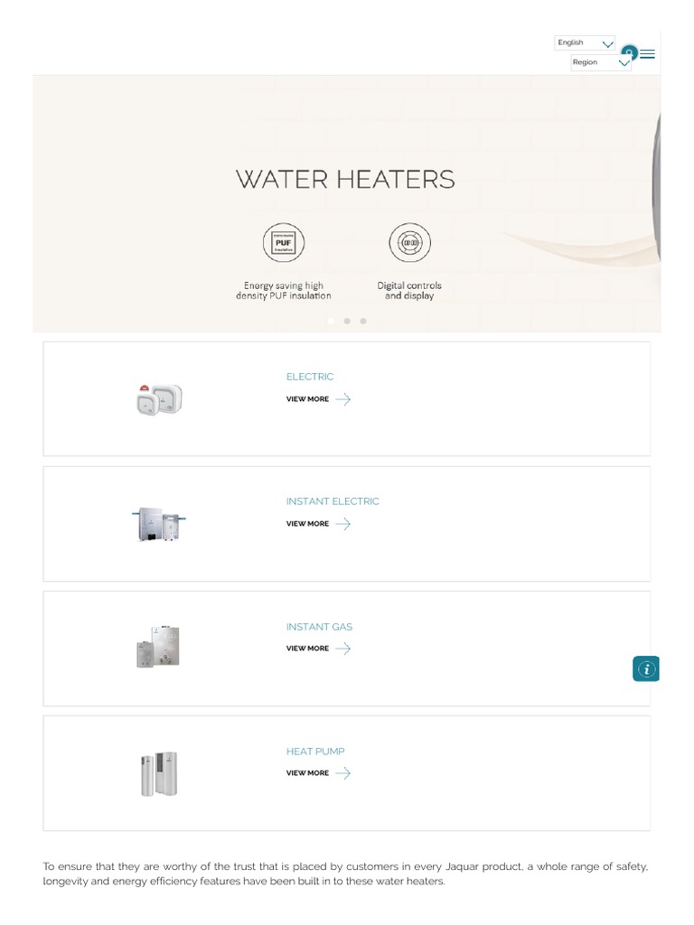 Jaquar Water Heaters PDF Water Heating Hvac