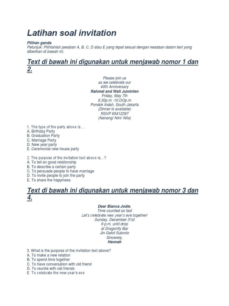 Contoh Soal Personal Letter